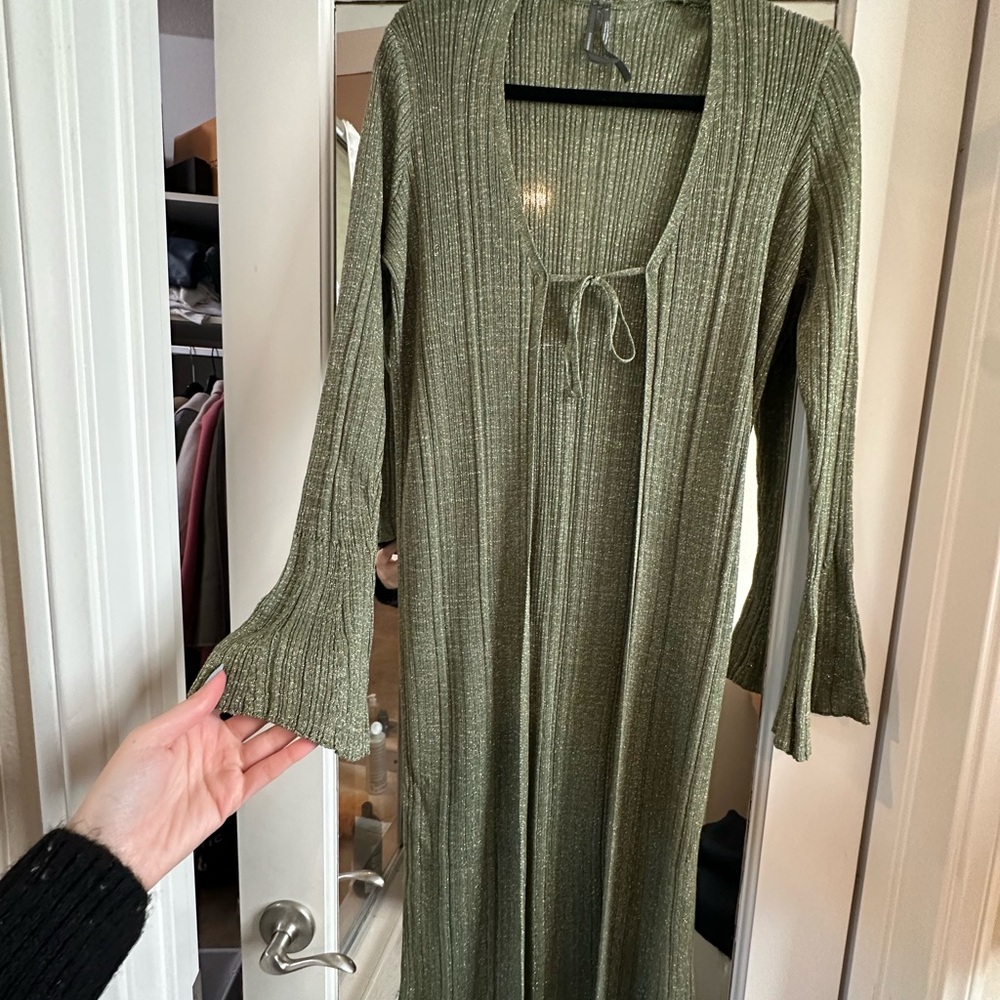 Anthropologie Green Long Sleeve Cardigan